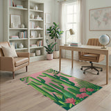 Vibrant Pink Cactus Oasis Area Rug