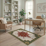 Ornate Red Starburst Medallion Area Rug
