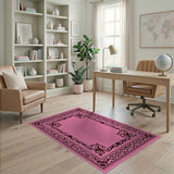Ornate Pink Filigree Border Rug