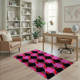 Bold Pink Houndstooth Geometric Area Rug