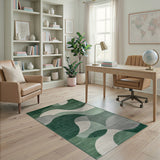 Abstract Area Green Abstract Green Wave Area Rug
