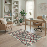 Red Berry Branch Pattern Area Rug