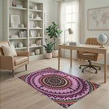 Vibrant Pink Mandala Boho Chic Area Rug