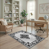 Black and White Ornate Black White Medallion Area Rug