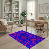 Bold Neon Blue Pink Wavy Zebra Area Rug