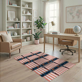 Red Striped Awning Cafe Area Rug