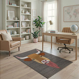 Stylized Longhorn Cow Head Area Rug