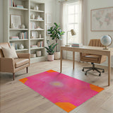 Pink Concentric Circles Geometric Area Rug
