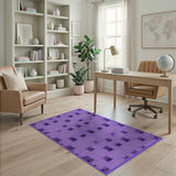 Purple Geometric Checkered Area Rug