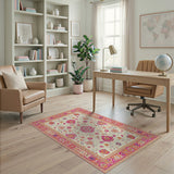 Multi-color and Patterns Vibrant Pink Floral Persian Area Rug