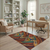 Rainbow Paw Trail Abstract Area Rug
