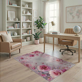 Blush Pink Roses Floral Vintage Pink Area Rug