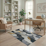 Geometric Modern Gold Accent Geometric Abstract Area Rug