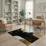 Geometric Modern Gold Geometric Abstract Area Rug