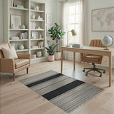 Striped Black and White Bold Black White Striped Geometric Area Rug