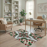 Red and Green Floral Persian Area Rug