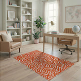Vibrant Orange Swirl Abstract Abstract Area Area Rug