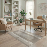 Beige Geometric Grid Area Rug with White Blocks