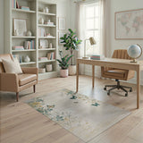 Distressed Vintage Beige Rose Butterfly Rug