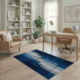 Modern Blue Tonal Geometric Area Rug