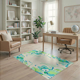 Abstract Teal Mint Area Rug