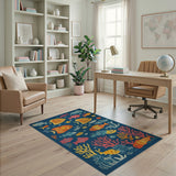Vibrant Cartoon Fish Coral Underwater Area Rug