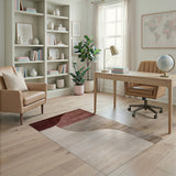 Beige and Neutral Abstract Curved Neutral Area Rug