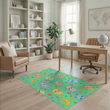 Adorable Kawaii Cats Stars Moons Area Rug