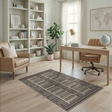 Brown Tan Vertical Stripe Geometric Area Rug
