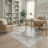 Beige Abstract Geometric Wave Area Rug
