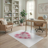 Romantic Pink Roses Heart Wreath Area Rug