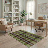 Green Red Plaid Rustic Farmhouse Area Rug