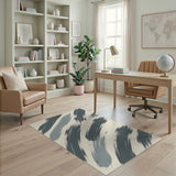 Abstract Grey Brushstroke Area Rug