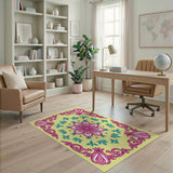 Vibrant Pink Floral Medallion Persian Area Rug
