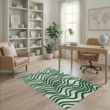 Green Wavy Line Area Rug