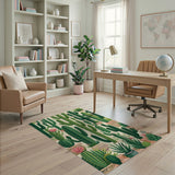 Vibrant Potted Cacti Garden Area Rug