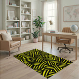 Bold Yellow Black Geometric Zigzag Area Rug