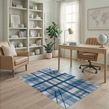 Blue Grid Geometric Modern Area Rug