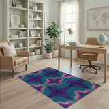 Blue Teal Geometric Star Area Rug