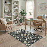 Elegant Grey Ornate Lattice Gate Rug