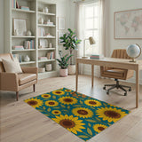Vibrant Sunflower Teal Area Rug