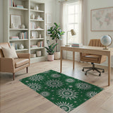 Green Sunflower Snowflake Area Rug