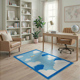 Kids Airplane Clouds Blue Area Rug