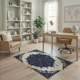Vintage Blue Mandala Persian Area Rug