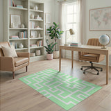 Mint Green Maze Geometric Area Rug