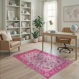 Pink Traditional Persian Vibrant Pink Persian Floral Area Rug