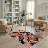 Bold Orange Leaf Splash Abstract Area Rug