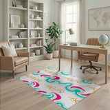 Vibrant Abstract Wavy Multi-Color Area Rug
