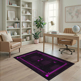 Pink Geometric Circuit Grid Area Rug
