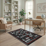 Pixelated Domino Grid Area Rug